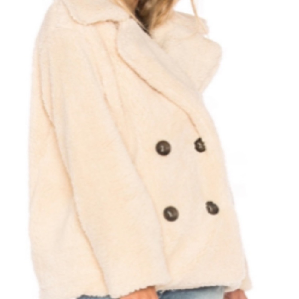 Free People Notched Teddy Sherpa Oversized Peacoat Coat